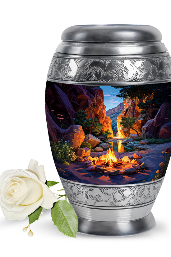 Divine Blue Campfire Cremation Urn for Ashes - 10-inch, 200 cu in - Karyliz