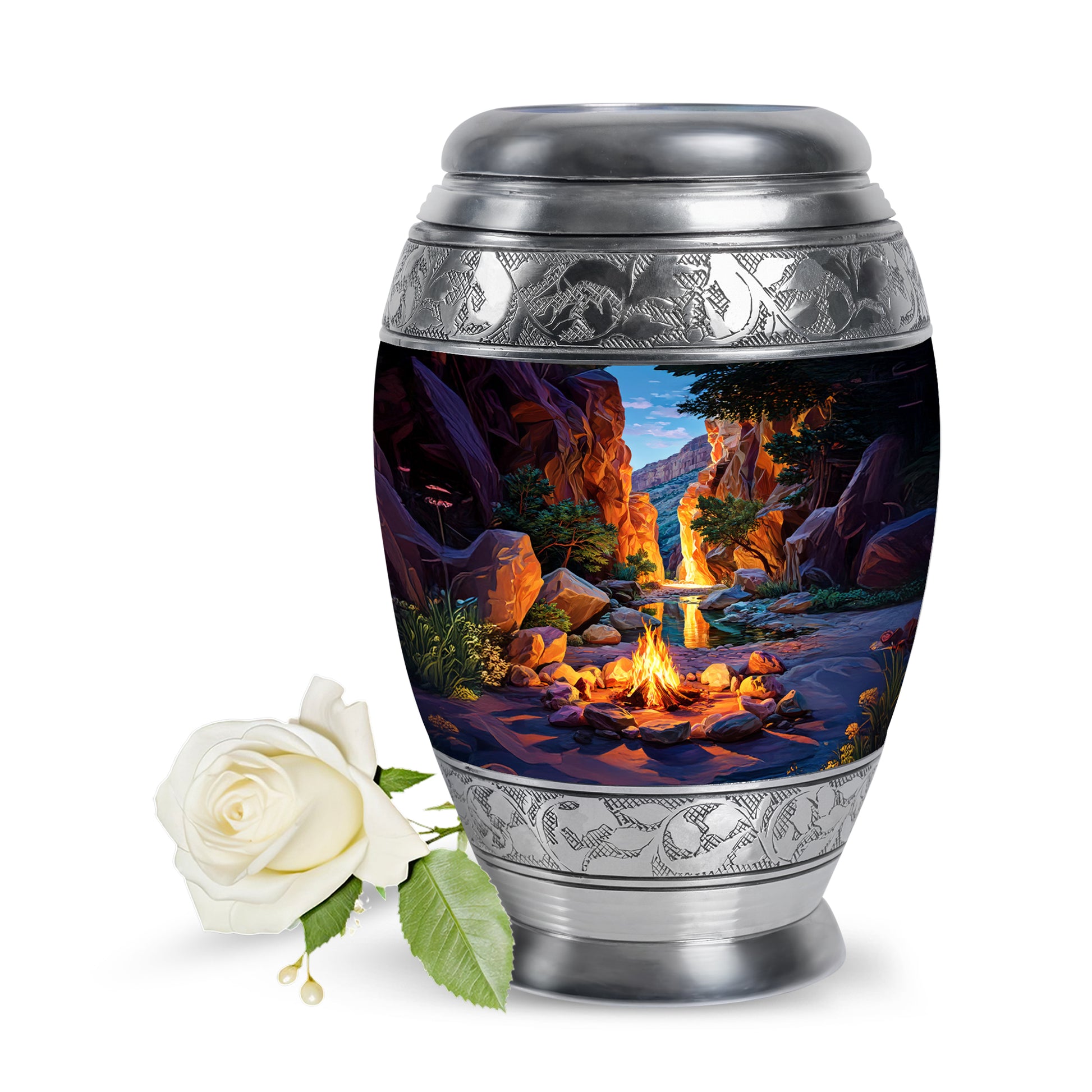 Divine Blue Campfire Cremation Urn for Ashes - 10-inch, 200 cu in - Karyliz