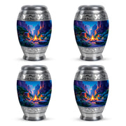 Indigo Campfire Cremation Urn urn with complimentary velvet bag - regal campfire design with crown-inspired accents - 10 inch aluminum urn for cremated remains