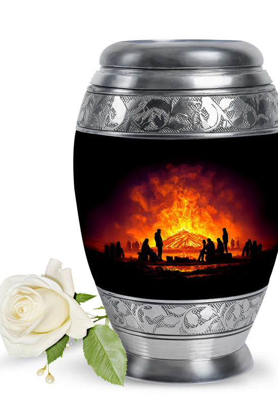 Black Campfire Cremation Urns - Opulent Sentinel 10-inch, 200 cu in - Karyliz