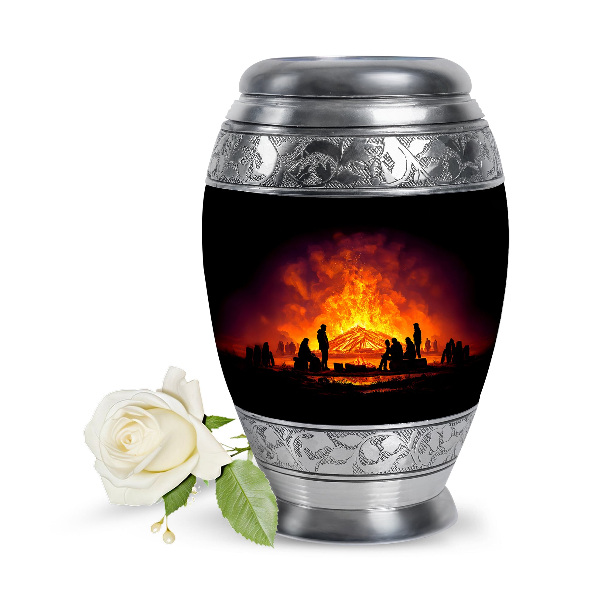 Black Campfire Cremation Urns - Opulent Sentinel 10-inch, 200 cu in - Karyliz