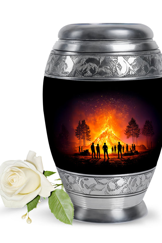 Black Campfire Memorial Cremation Urns for Human Ashes - 10-inch, 200 cu in - Karyliz