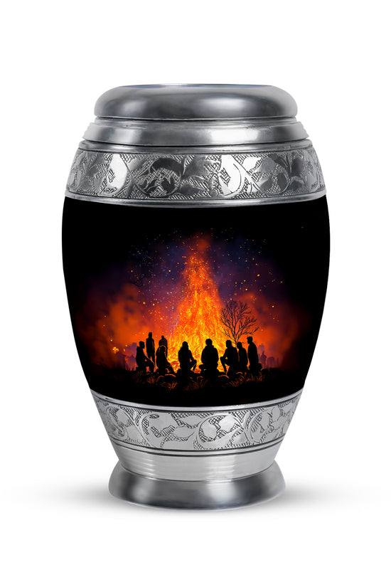 Black Exquisite Campfire Memorial Urn for Ashes - 10-inch, 200 cu in - Karyliz