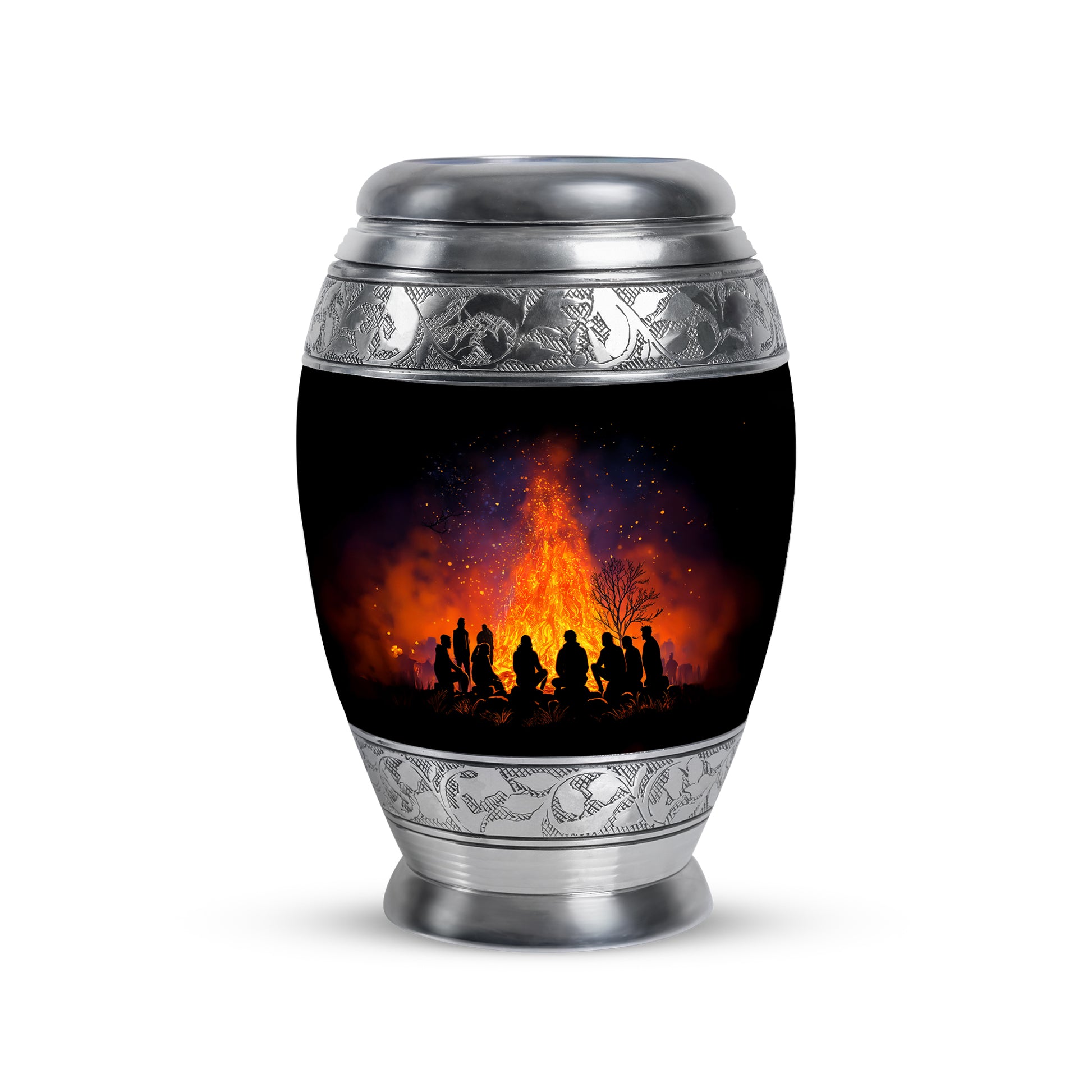 Black Exquisite Campfire Memorial Urn for Ashes - 10-inch, 200 cu in - Karyliz