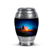 Personalized Elegant Campfire Cremation Urns - Blue 10-inch, 200 cu in - Karyliz