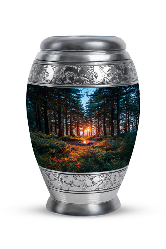 Dignified Blue Campfire Cremation Urn for Ashes - 10-inch, 200 cu in - Karyliz