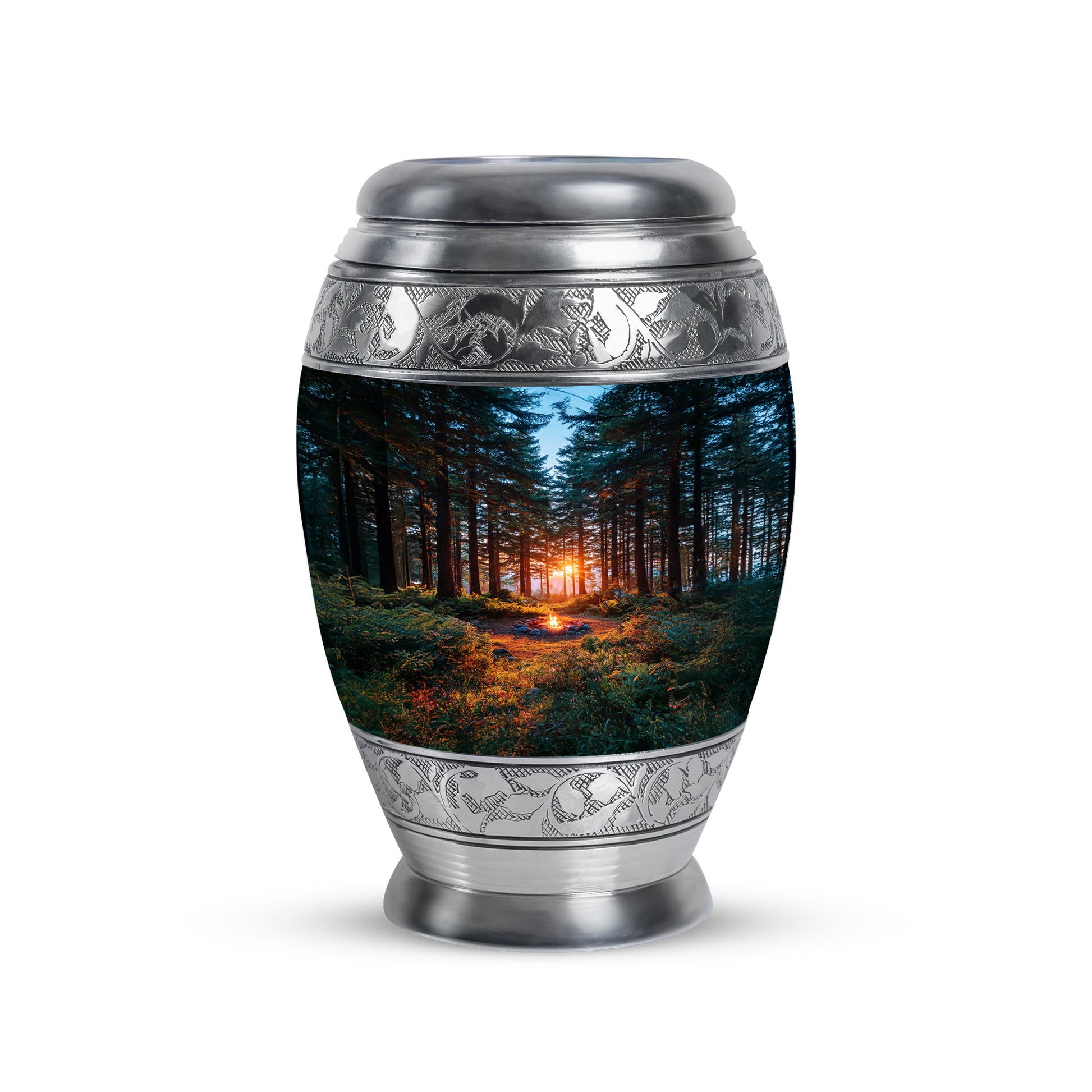 Dignified Blue Campfire Cremation Urn for Ashes - 10-inch, 200 cu in - Karyliz
