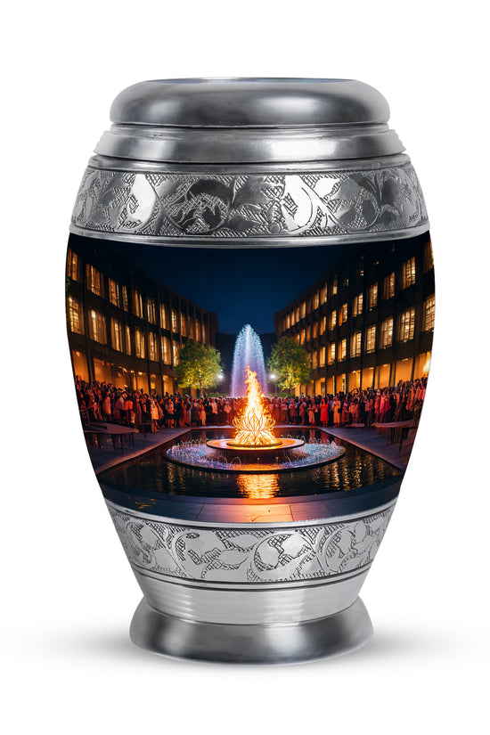 Black Campfire Embrace Cremation Urns for Human Ashes - 10-inch, 200 cu in - Karyliz