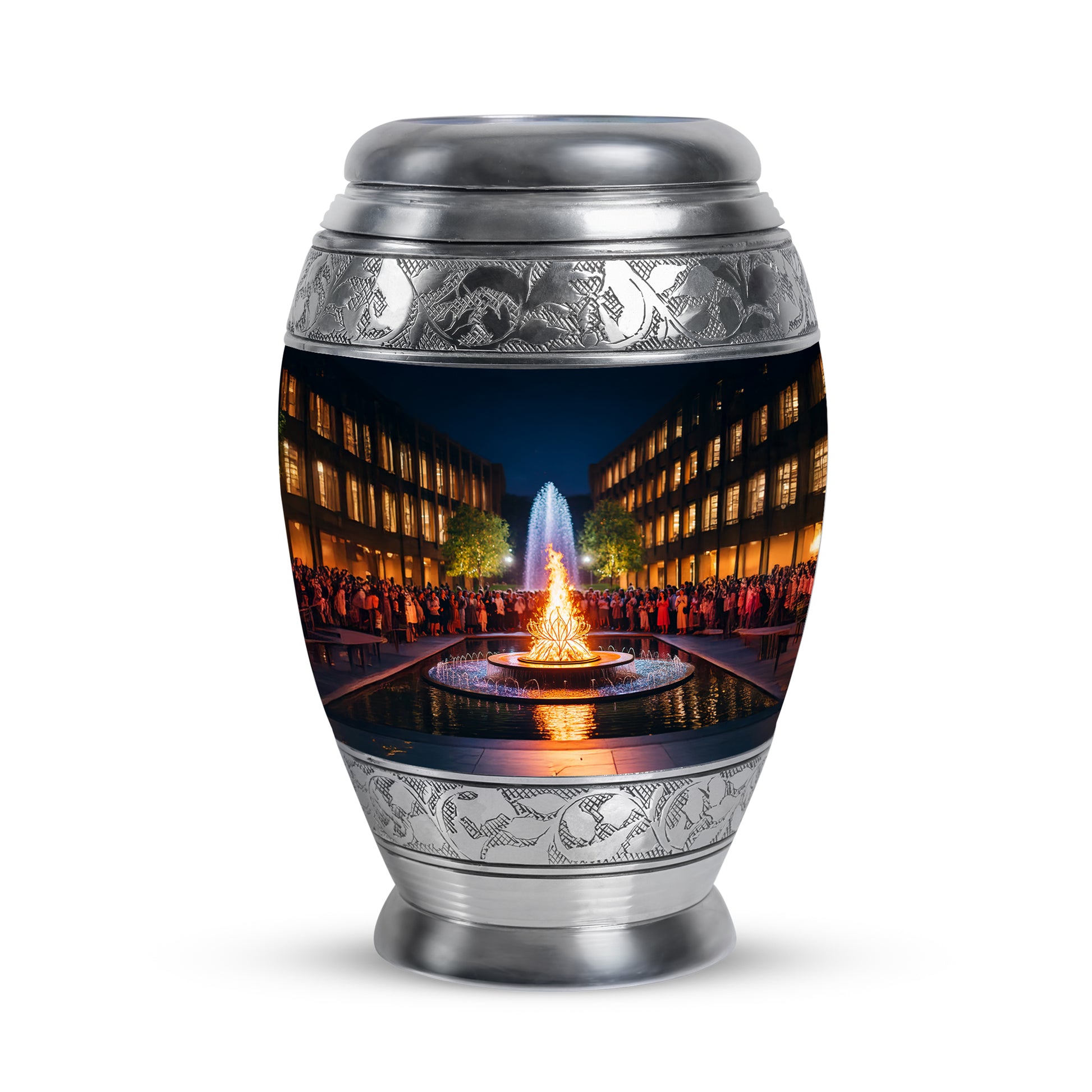 Black Campfire Embrace Cremation Urns for Human Ashes - 10-inch, 200 cu in - Karyliz