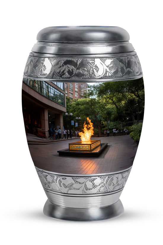 Graceful Black Campfire Solace Urn for Human Ashes - 10-inch, 200 cu in - Karyliz