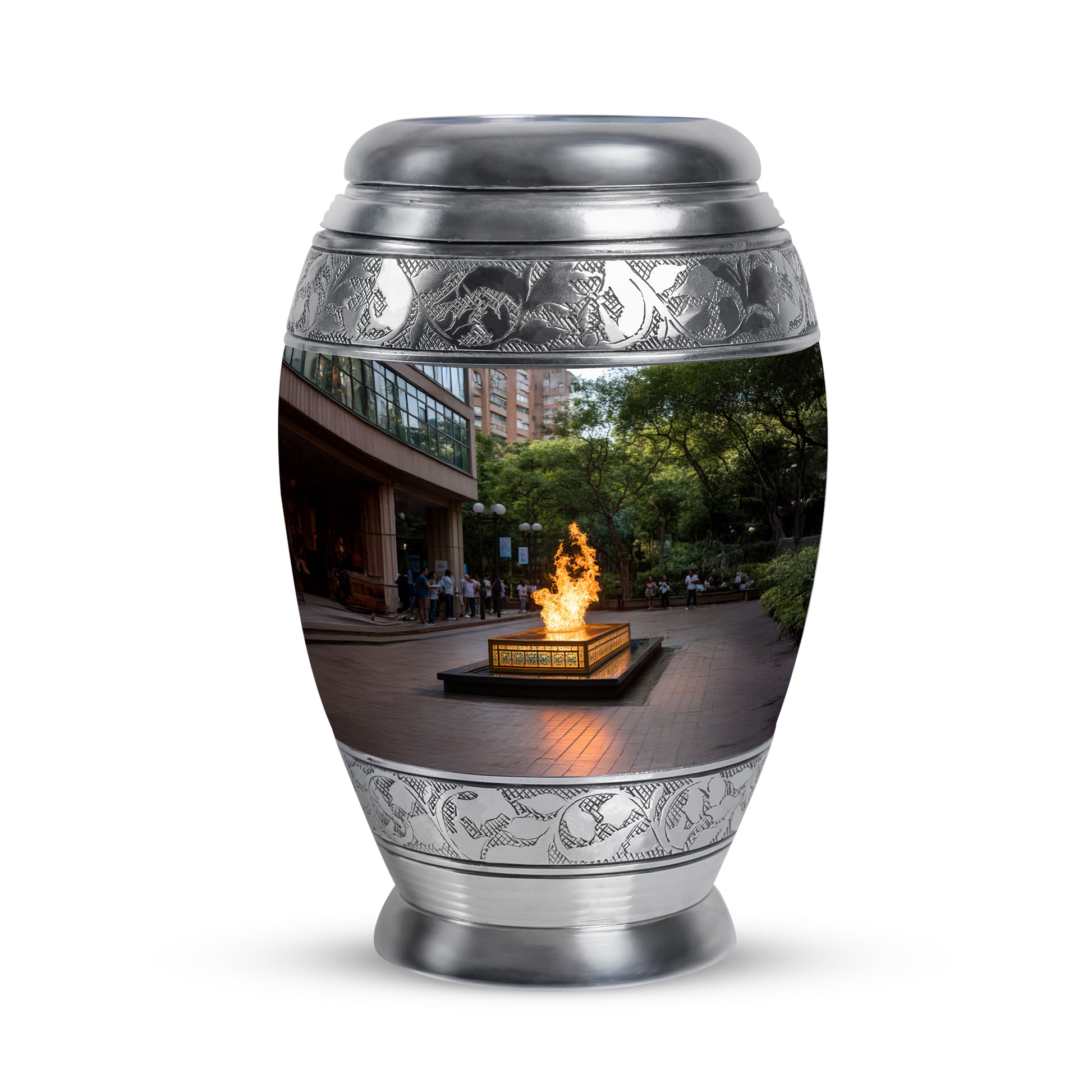 Graceful Black Campfire Solace Urn for Human Ashes - 10-inch, 200 cu in - Karyliz
