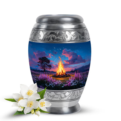 Personalized Campfire Cremation Urns - Soothing Blue 10-inch, 200 cu in - Karyliz