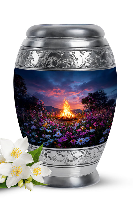 Blue Campfire Celebration Cremation Urns for Human Ashes - 10-inch, 200 cu in - Karyliz