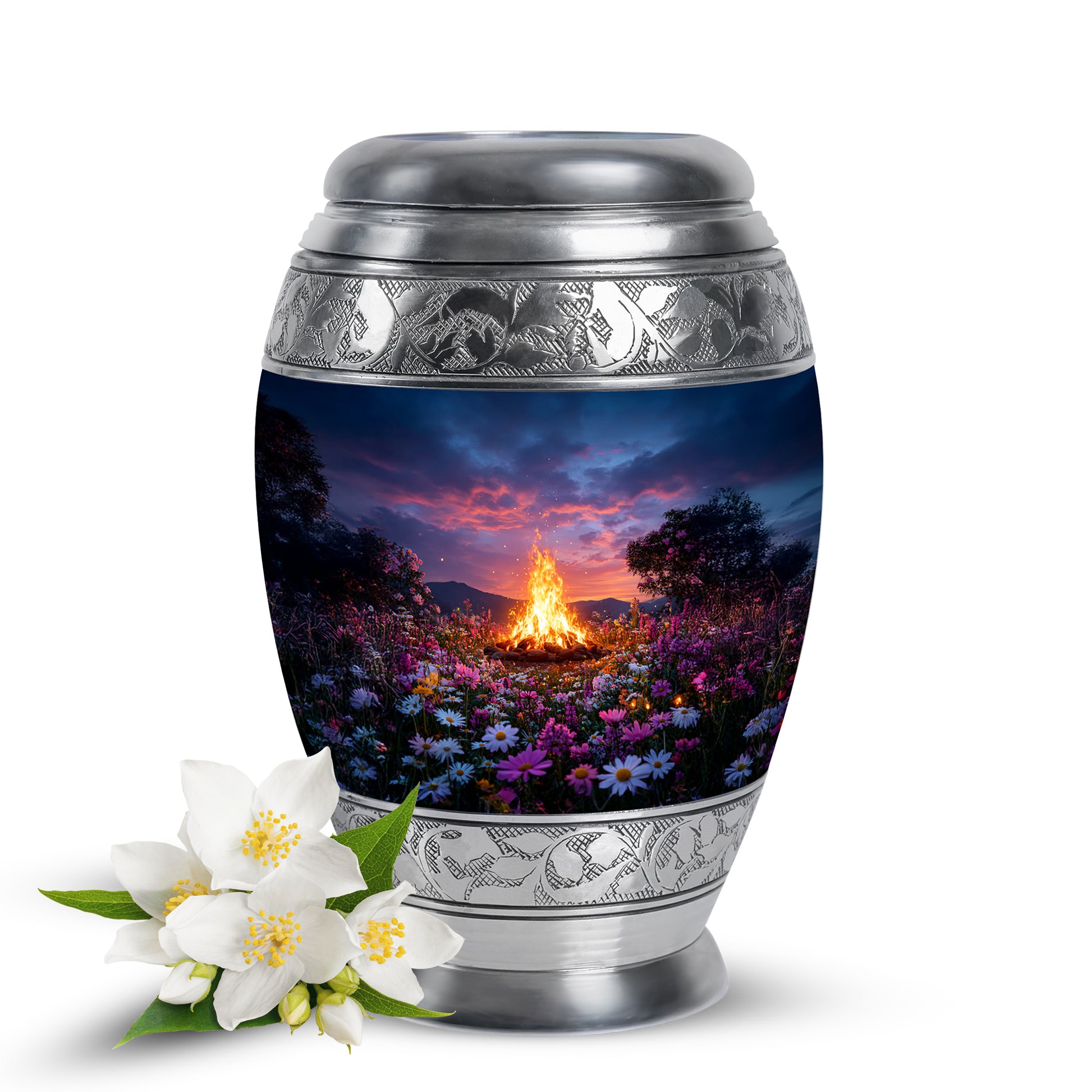 Blue Campfire Celebration Cremation Urns for Human Ashes - 10-inch, 200 cu in - Karyliz