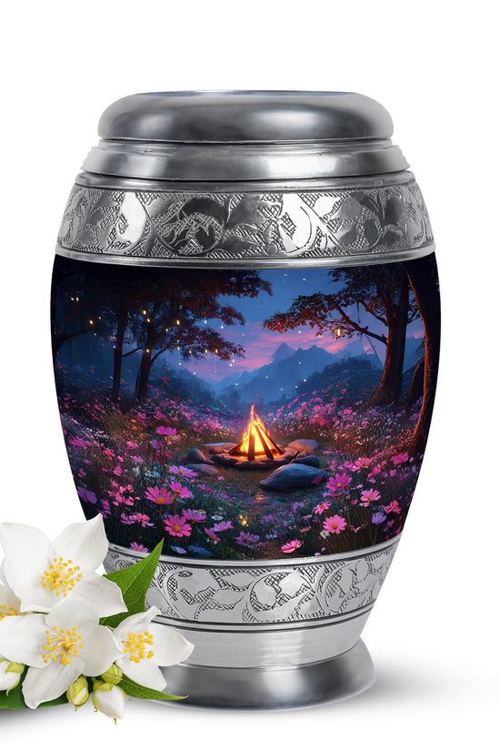 Personalized Refined Campfire Cremation Urns - Blue 10-inch, 200 cu in - Karyliz