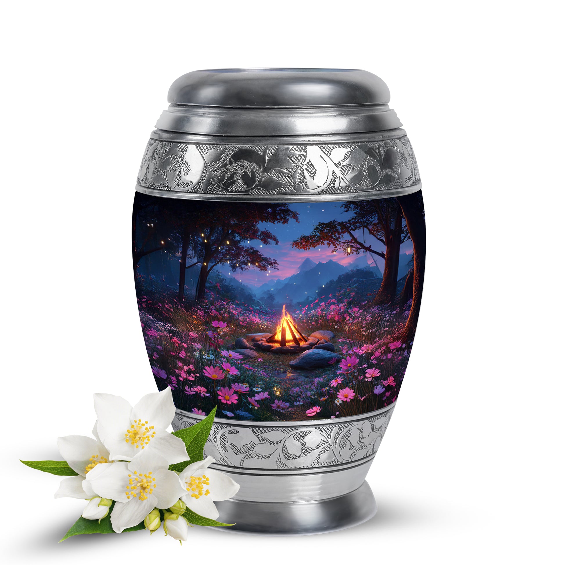 Personalized Refined Campfire Cremation Urns - Blue 10-inch, 200 cu in - Karyliz