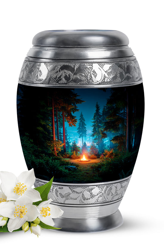 Black Resounding Campfire Memorial Urn for Ashes - 10-inch, 200 cu in - Karyliz