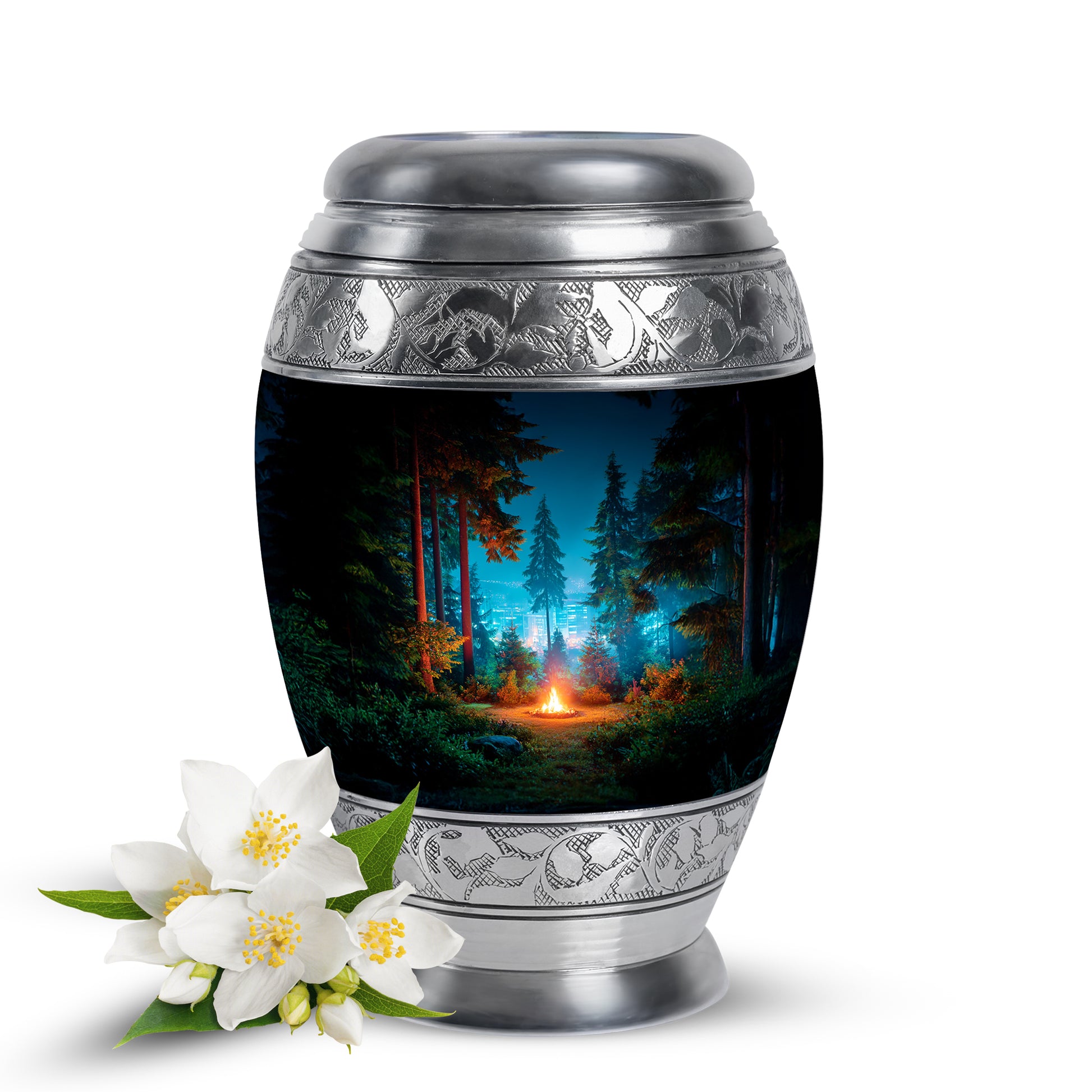 Black Resounding Campfire Memorial Urn for Ashes - 10-inch, 200 cu in - Karyliz