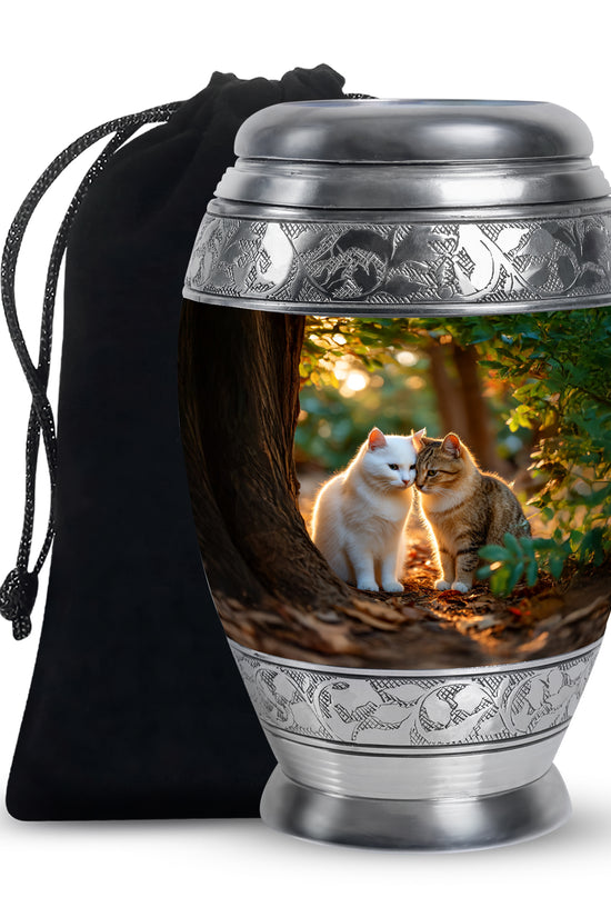 Two Cats Tribute Cremation Urn - Pet Memorial Urn For Ashes
