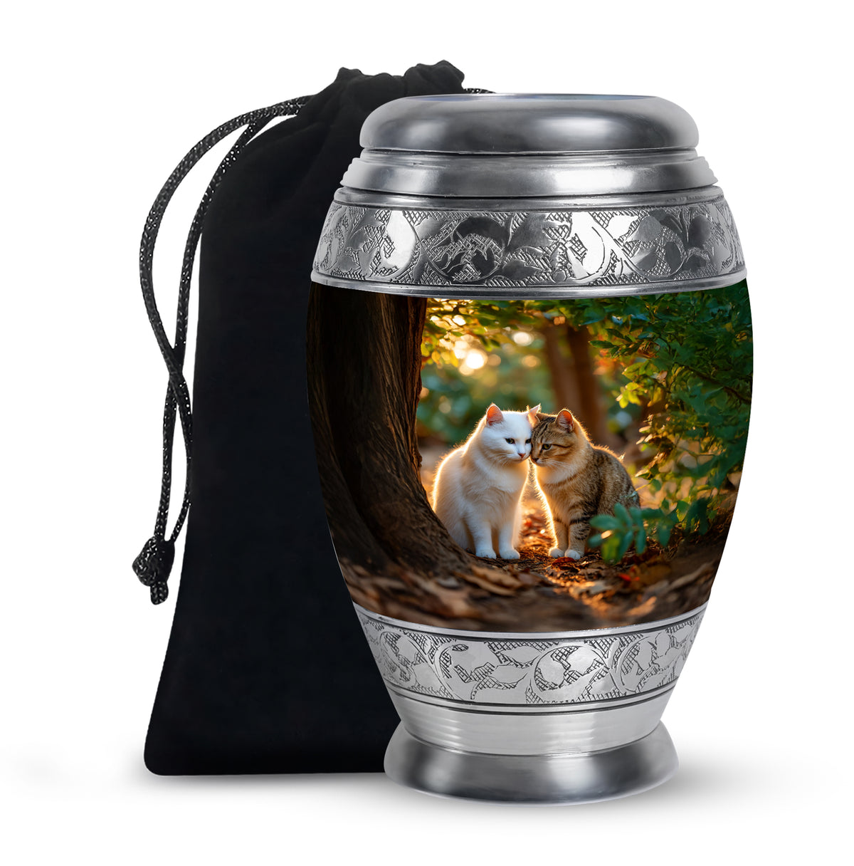 Two Cats Tribute Cremation Urn - Pet Memorial Urn For Ashes