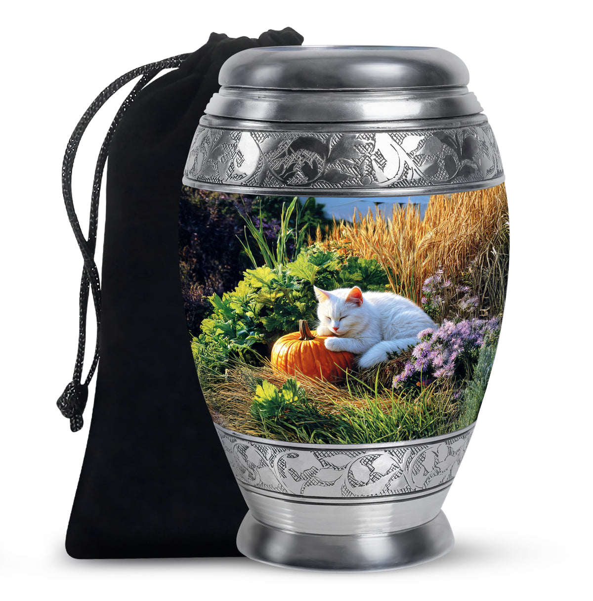 Peaceful Cat Memorial Urn - Aluminium Funeral Urn For Pet Ashes