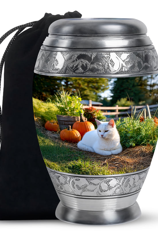 White Persian Cat Cremation Urn - Beautiful Theme Cremation Urn For Ashes