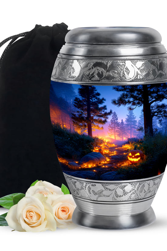 Halloween Pumpkin Forest Funeral Urn - Cremation Urn For Loved Ones