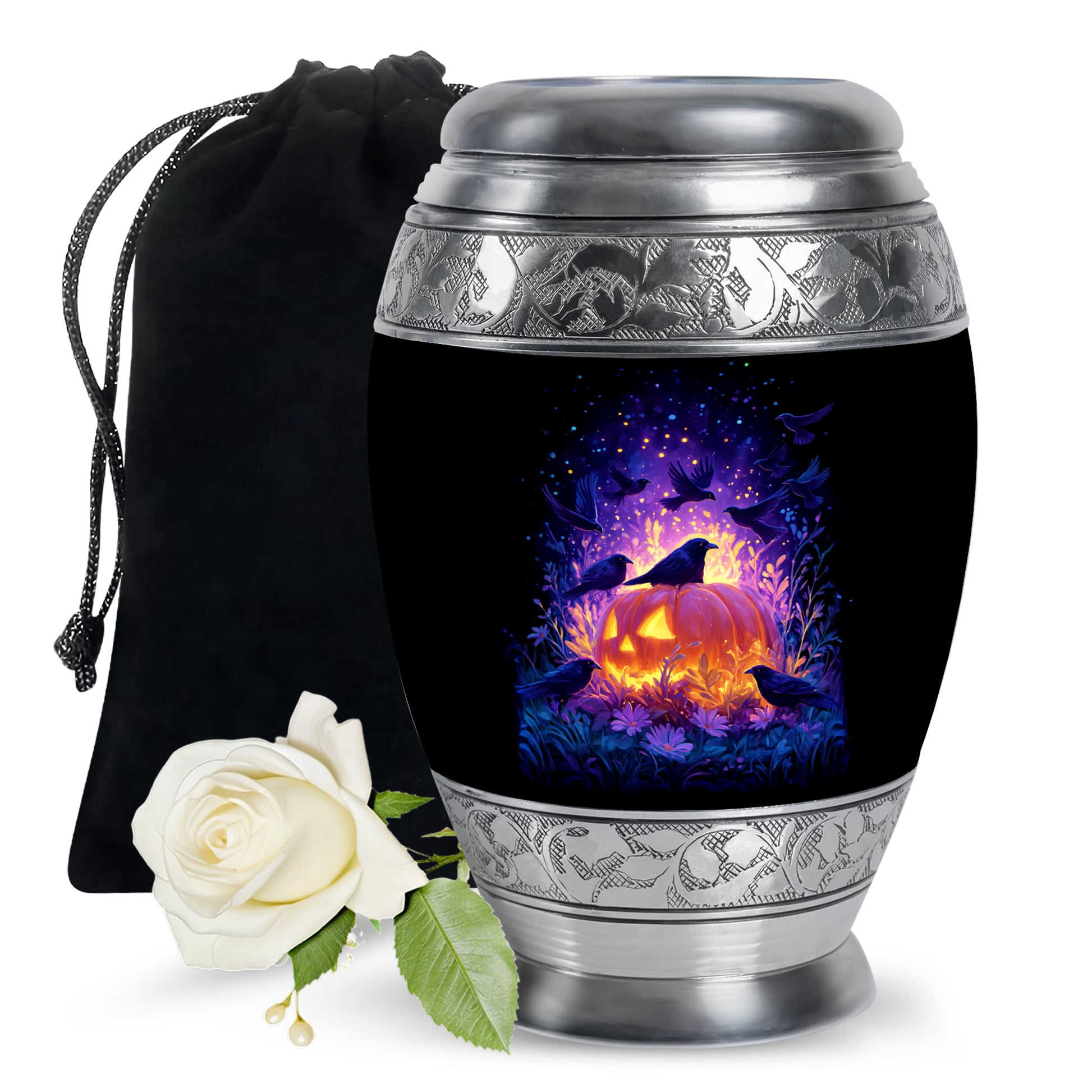 Raven Bird Memorial Urn - Fantasy Halloween Urn For Adult Ashes