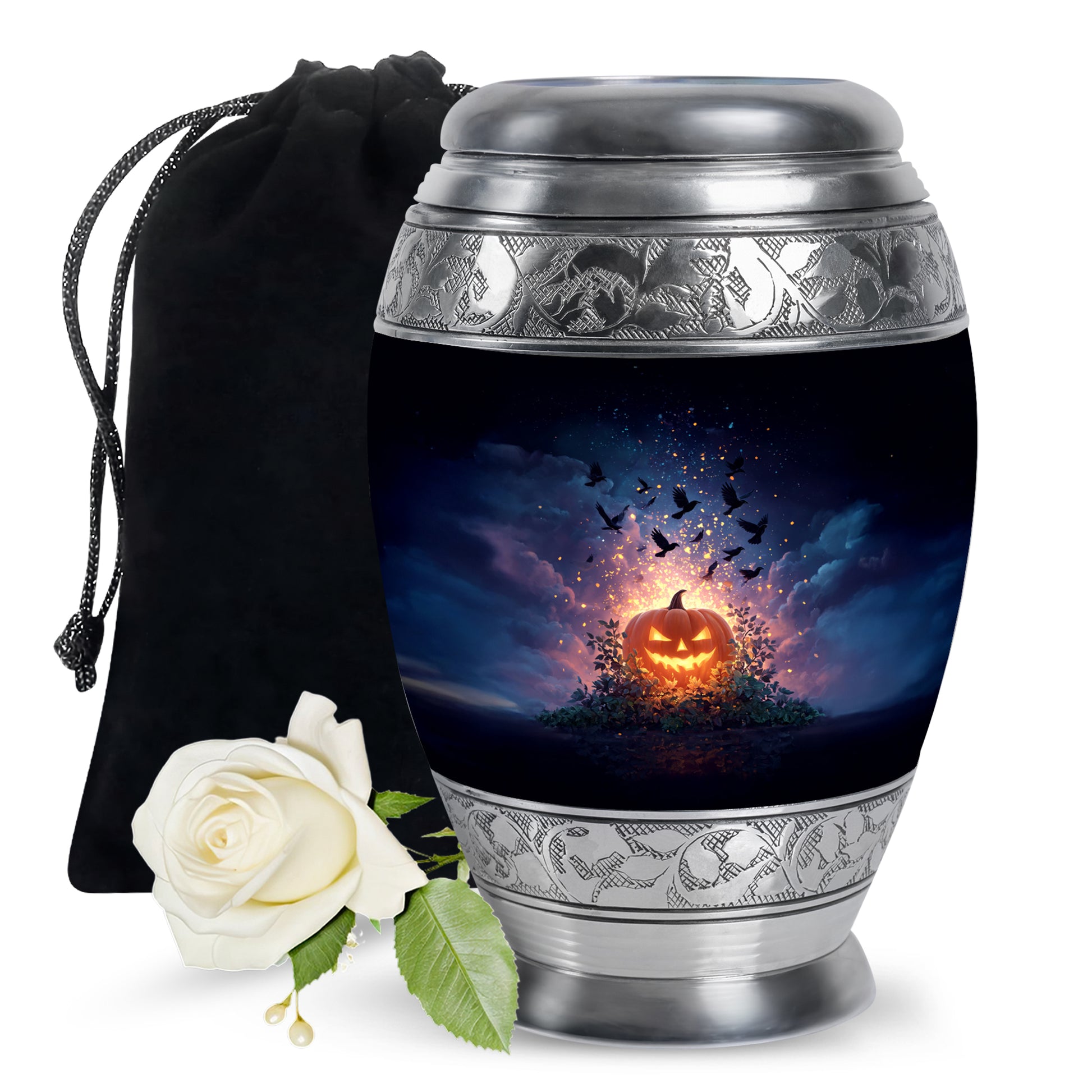 Halloween Crow Funeral Urn – Decorative Ashes Urn For Adult Ashes