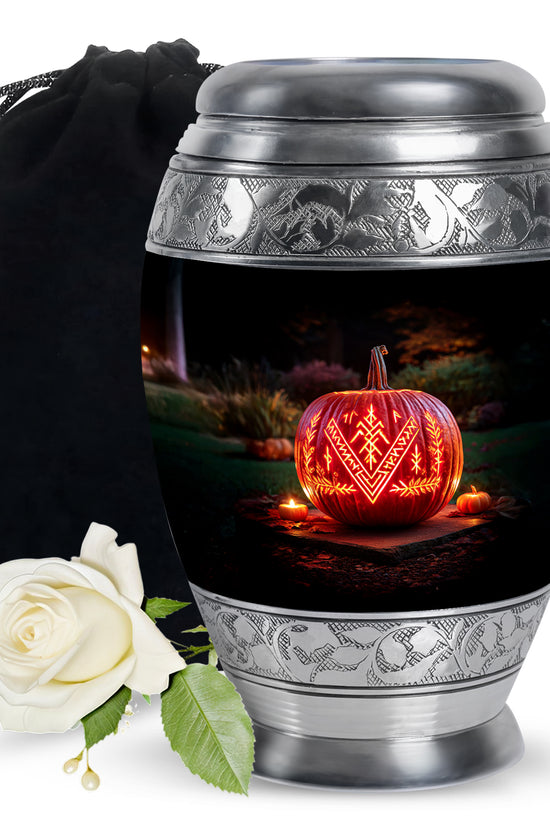 Halloween Cremation Urn - Glowing Pumpkin Memorial Urn For Burial