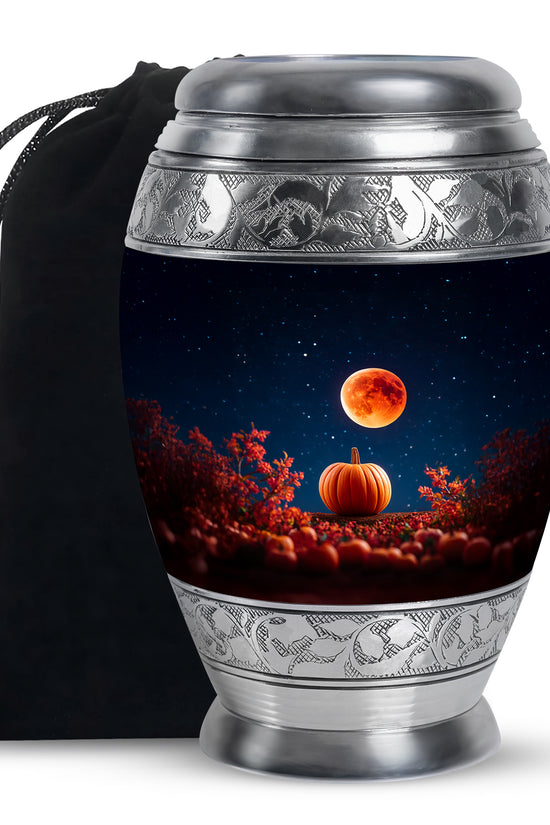 Red Moonlight Cremation Urn - Halloween Pumpkin Funeral Urn For Human Ashes