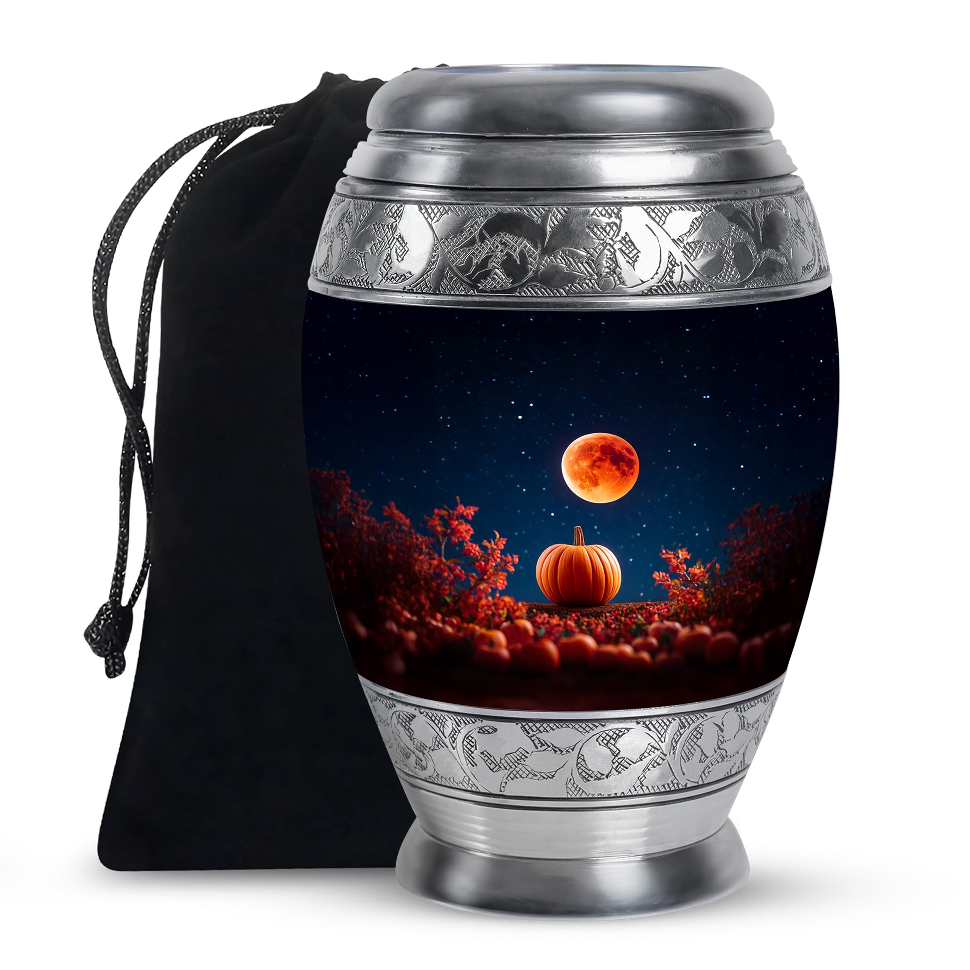 Red Moonlight Cremation Urn - Halloween Pumpkin Funeral Urn For Human Ashes