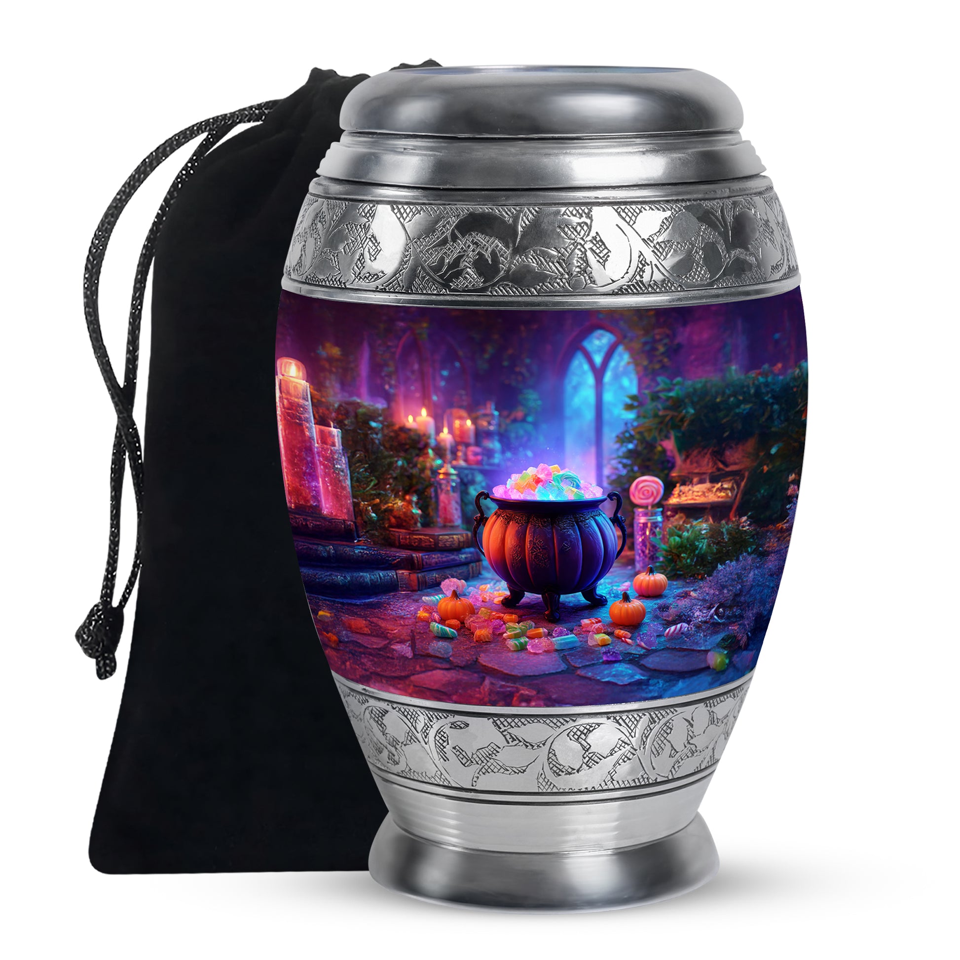 Decorative Cremation Urn - Halloween Cauldron Memorial Urn For Burial