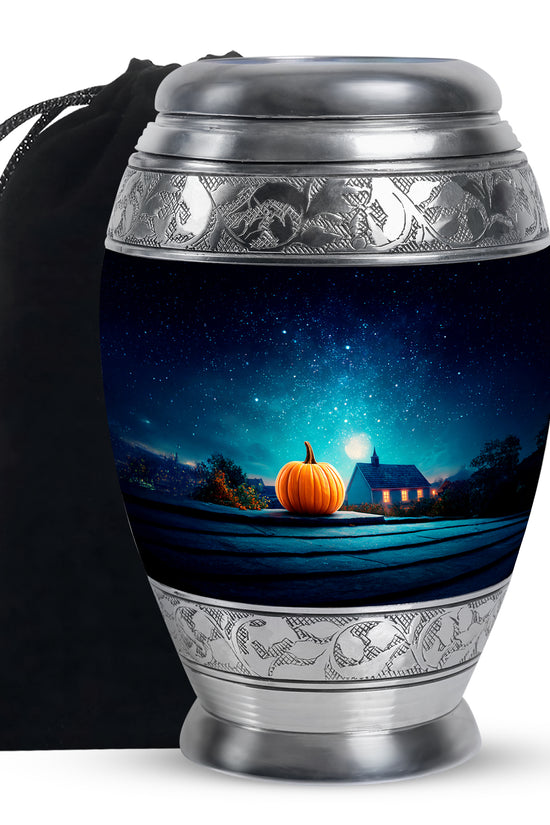 Halloween Pumpkin Night Memorial Urn - Cremation Urn For Ashes