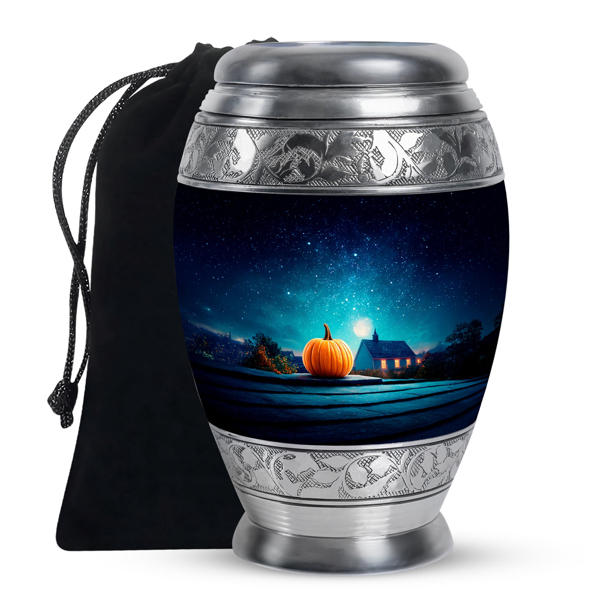 Halloween Pumpkin Night Memorial Urn - Cremation Urn For Ashes