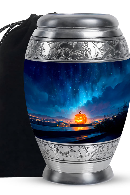 Glowing Pumpkin Memorial Urn - Halloween Day Theme Funeral Urn For Ashes
