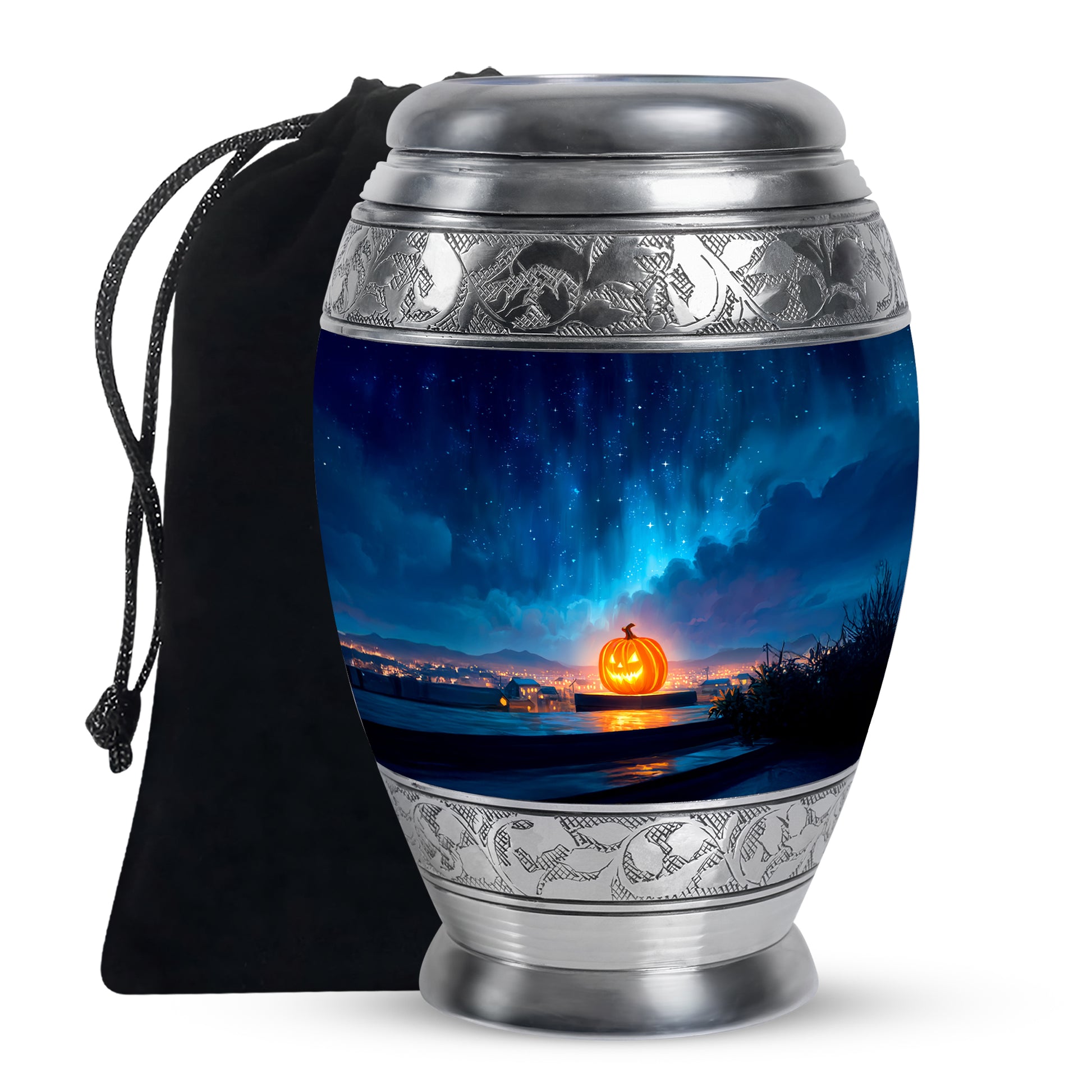 Glowing Pumpkin Memorial Urn - Halloween Day Theme Funeral Urn For Ashes