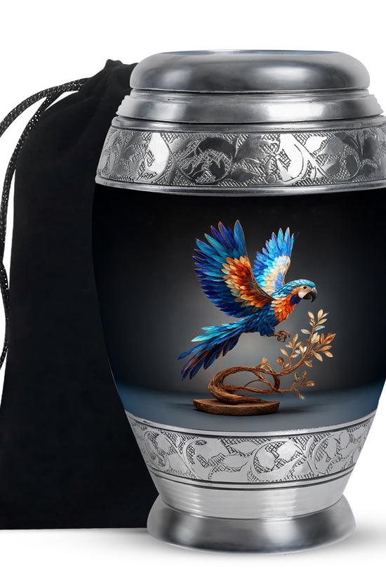 Artistic Parrot Theme Funeral Urn - Large Memorial Urn For Adult Ashes