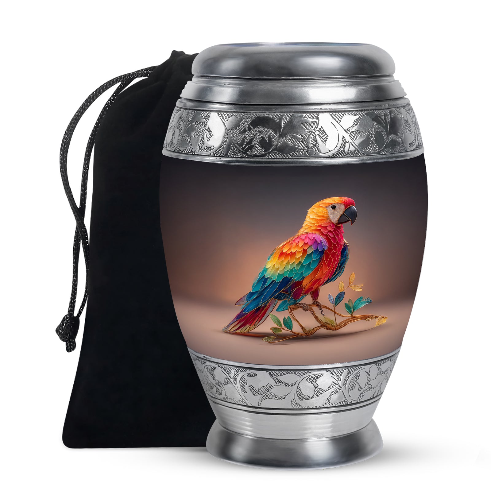 Colourful Artistic Parrot Memorial Urn - Elegent Cremation Urn For Ashes