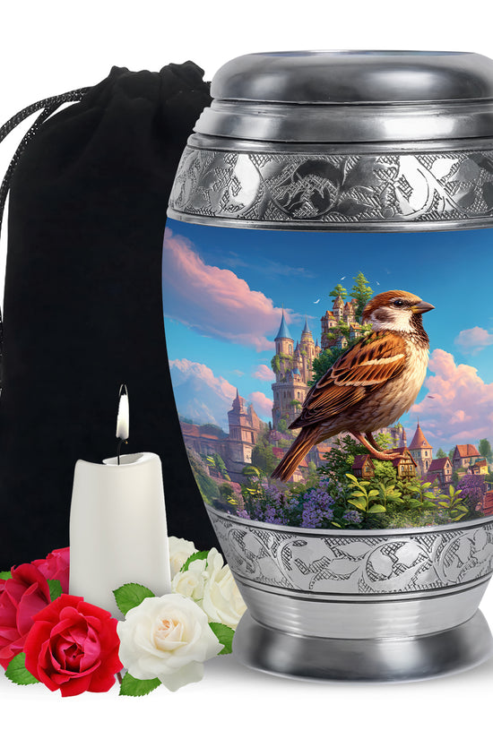 Sparrow & Castle Cremation Urn - Decorative Aluminium Urn for Human Ashes