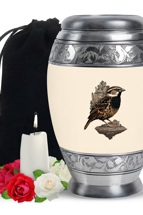 Bird Funeral Urn – Artistic Beige Funeral Urn for Burial