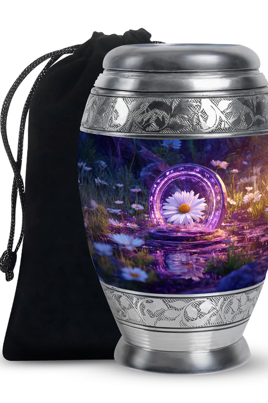 Daisy Memorial Urn - Purple Theme Cremation Urn For Male & Female Ashes