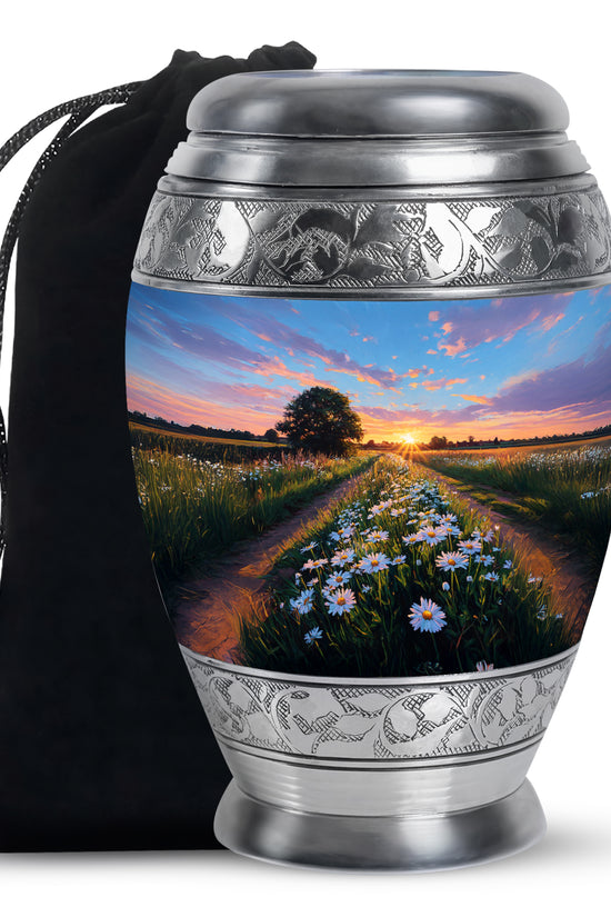 Daisy Flowers Theme Cremation Urn For Ashes - Scenic Nature Memorial Urn For Adults