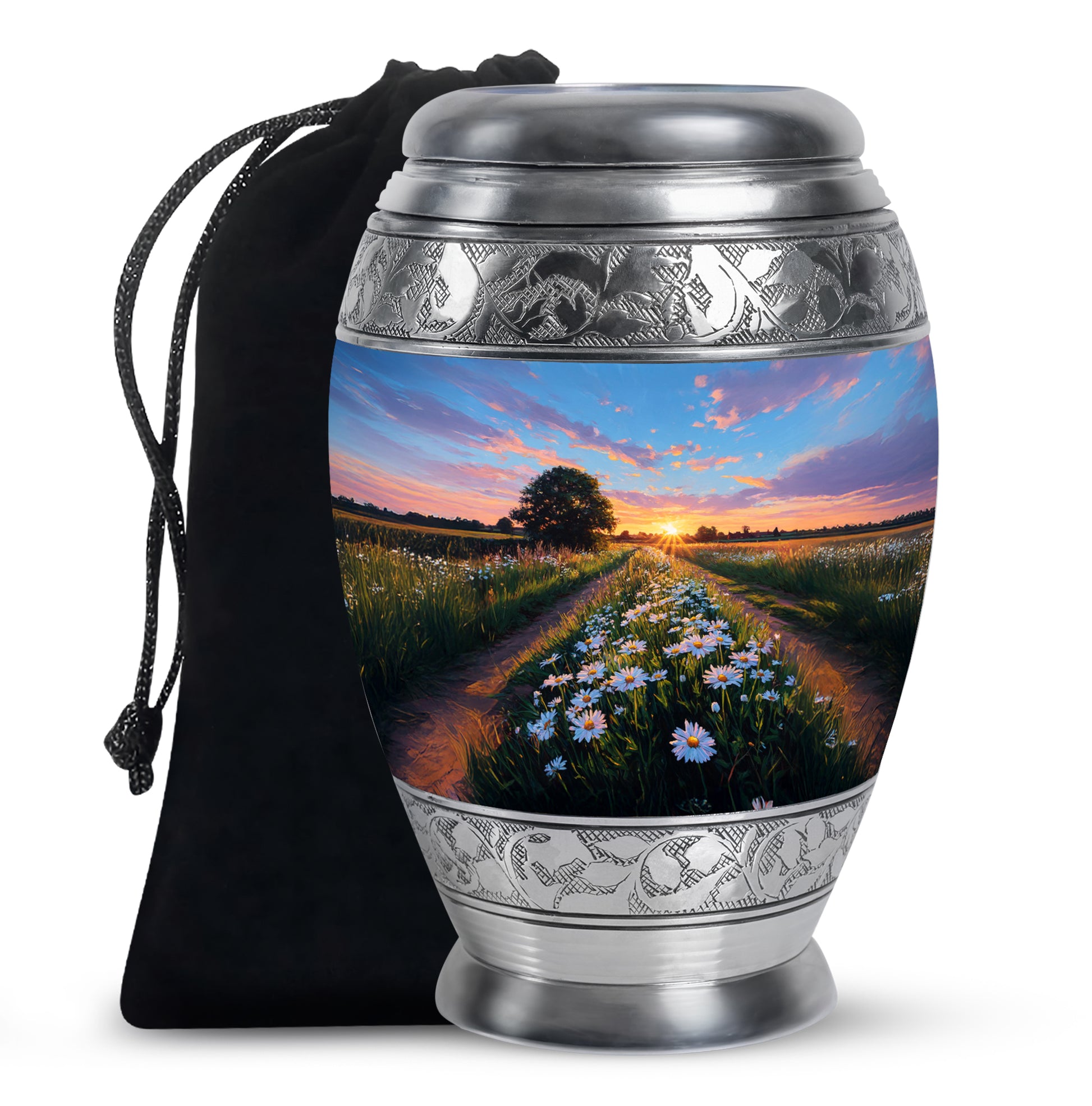 Daisy Flowers Theme Cremation Urn For Ashes - Scenic Nature Memorial Urn For Adults