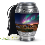Elephant Family Theme Cremation Urn - Aluminium Memorial Urn For Loved Ones