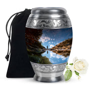 Fisherman Nature Memorial Urn - Beautiful Mountain Funeral Urn For Burial