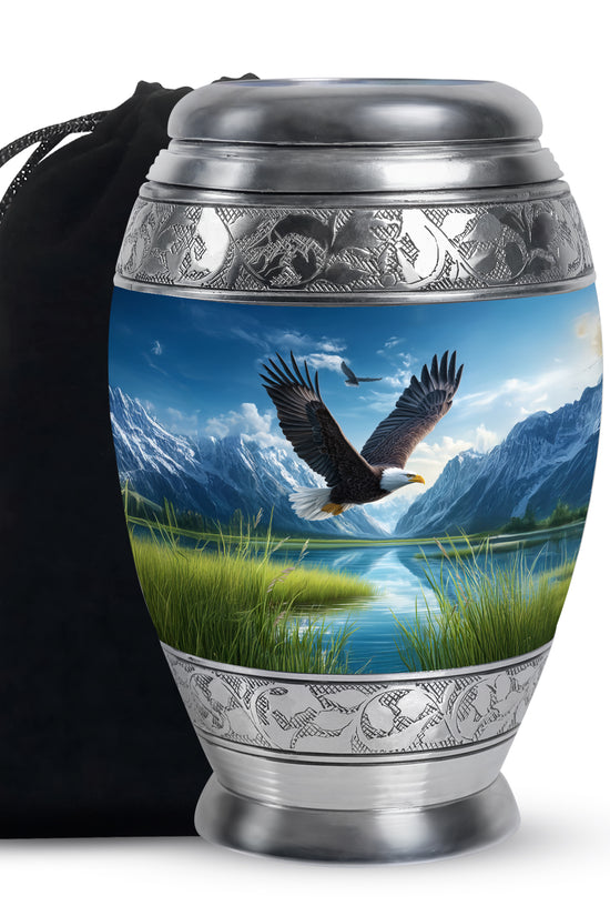 Flying Eagle Funeral Urn - Scenic Nature Cremation Urn For Loved Ones