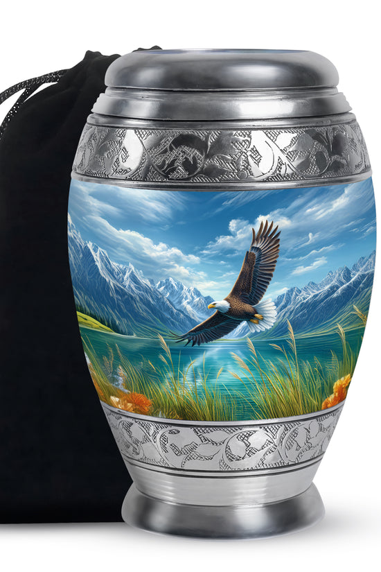 Beautiful Flying Eagle Cremtion Urn - Aluminium Memorial Urn For Loved Ashes