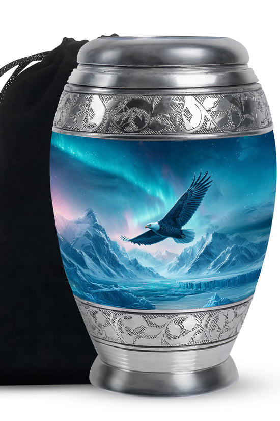 Flying Eagle Memorial Urn - Northern Lights Funeral Urn For Human Ashes