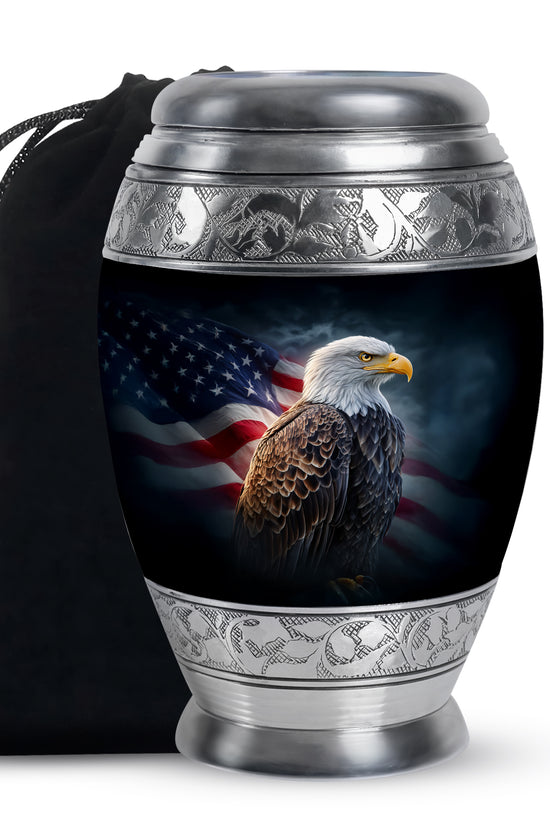 American Flag Memorial Urn - Military Theme Funeral Urn For Adult Ashes